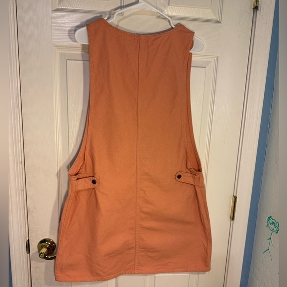 OBEY Worldwide‎ Jeanne Dusty Coral Utility Apron Jumper Sleeveless Dress Size L - Picture 4 of 7